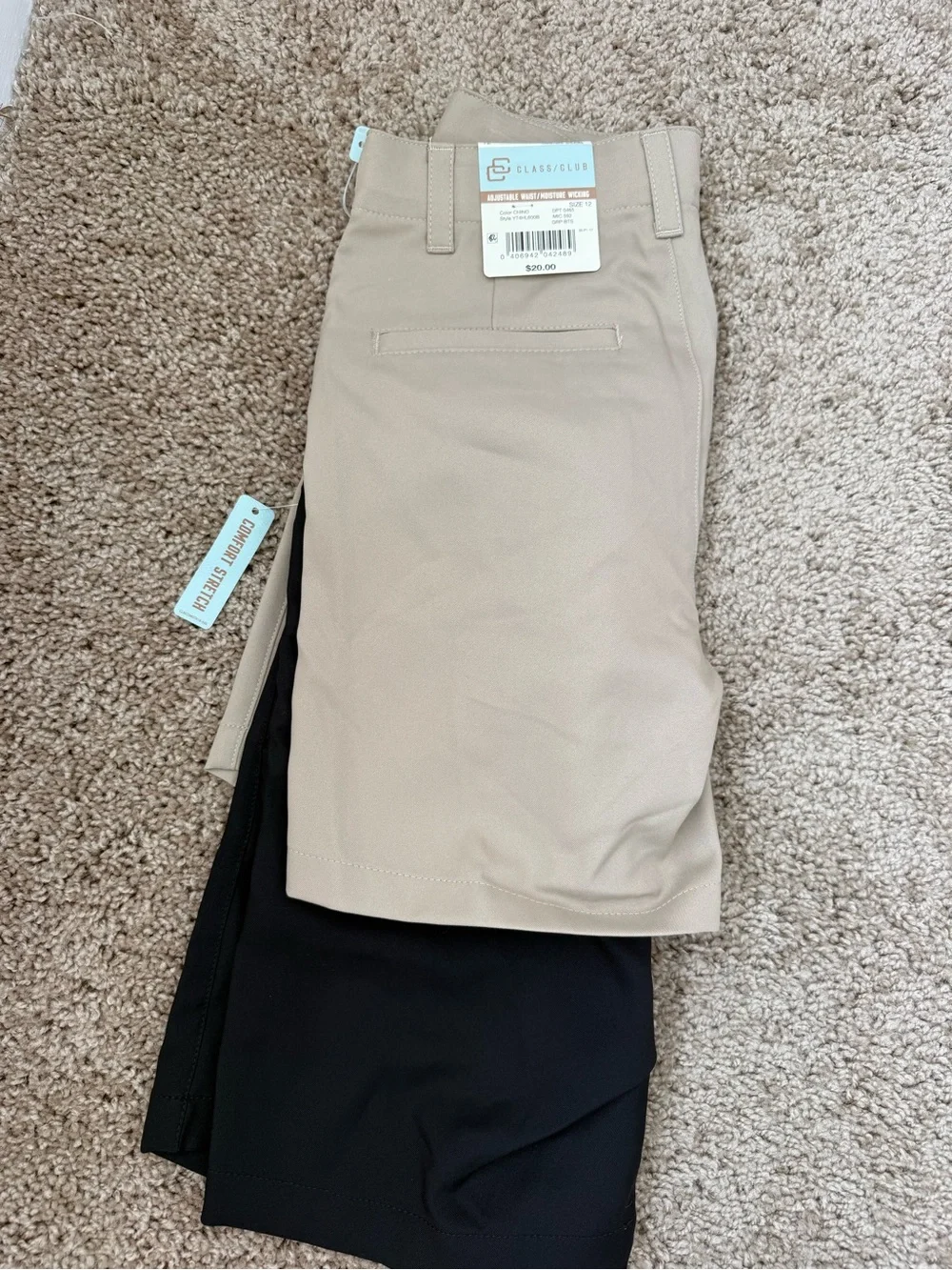 Class Club Boys' Black and Khaki Uniform Shorts - 2-Pack